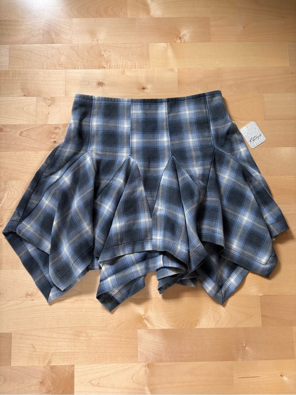 NWT Free People Women's Xia Plaid Handkerchief-Hem Mini Skirt Size Small